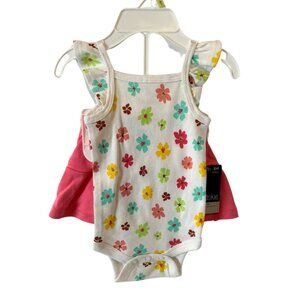Okie Dokie Baby Girls 2-Piece Sleeveless Floral Bodysuit & Pink Dress Set 3M 100